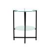 2-layer Tempered Glass End Table; Round Coffee Table for Bedroom Living Room Office