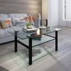 Transparent glass black coffee table; modern simple; living room coffee table; side center table