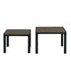 Nesting Coffee Table Set of 2; Square Modern Stacking Table with Wood Finish for Living Room; Oak Grey