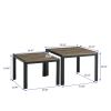 Nesting Coffee Table Set of 2; Square Modern Stacking Table with Wood Finish for Living Room; Oak Grey