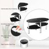 Tempered glass oval edge coffee table frame chrome base living room black