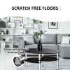 Tempered glass oval edge coffee table frame chrome base living room black
