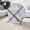 Modern Round coffee table with storage; Black metal frame with marble color top-31.5&quot;
