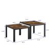 Nesting Coffee Table Set of 2; Square Modern Stacking Table with Wood Finish for Living Room; Rustic Brown