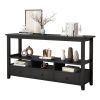 3 Tier Vintage Solid Console Table with 3 Drawers and Shelves; Industrial Console Table Coffee Table for Living Room Entry Bedroom Black Color
