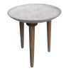 Mango Wood Bowl Top Side End Coffee Table with Angled Tripod Base; Set of 3; White and Brown