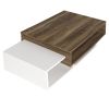 Belle 41 Inch Modern Wooden Rectangular Coffee Table with 3 Tier Storage; White and Brown
