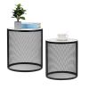 Set of 2 Nesting Metal Round Coffee Table; Side Table MDF Top End Table Nightstand for Indoor Multifunctional Use