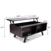 Modern Lift Top Coffee Table with Hidden Compartment and 2 Open Shelves;  Wooden Table Furniture for Home;  Living Room