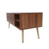 COFFEE TABLE; 15 minutes quick assemble; computer table; wood grain color; solid wood legs support; big storage space; Liftable and lowerable table to