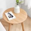 Round End Table- Small End Table Side Table Coffee Table Bedside Table Night Stand for Living Room Bedroom & Balcony; 100% Natural Solid Oak Wood Easy