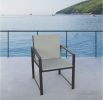 Outdoor Patio Furniture Set Garden Armchair Coffee Side Table; Black Frame; Modern Design
