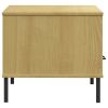 vidaXL Coffee Table with Metal Legs Brown 33.5"x19.7"x17.7" Solid Wood OSLO