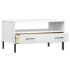 vidaXL Coffee Table with Metal Legs White 33.5"x19.7"x17.7" Solid Wood OSLO