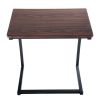Industrial Sofa Side Table; C Shaped End Table; Portable Bedside Workstation; Laptop Holder with Metal Frame; Small Spaces; Coffee Brown
