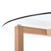 ON-TREND Round Glass Coffee Table Modern Cocktail Table Easy Assembly with Tempered Glass Top & Sturdy Wood Base; Natural (OLD SKU: WF190112AAL)