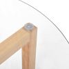 ON-TREND Round Glass Coffee Table Modern Cocktail Table Easy Assembly with Tempered Glass Top & Sturdy Wood Base; Natural (OLD SKU: WF190112AAL)