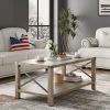 JHX 2-Tier Modern Farmhouse Coffee Table; Wood Rectangle Cocktail Table with Metal X- Frame (Gray; 40.94" w x 21.65" d x 17.91" h)