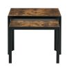 Nesting Coffee Table Set of 2; Square Modern Stacking Table with Wood Finish for Living Room; Rustic Brown