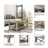 JHX 2-Tier Modern Farmhouse Coffee Table; Wood Rectangle Cocktail Table with Metal X- Frame (Gray; 40.94" w x 21.65" d x 17.91" h)