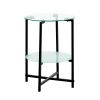2-layer Tempered Glass End Table; Round Coffee Table for Bedroom Living Room Office