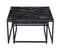 Modern Nesting Coffee Tables Set; Marble Black; 2pc; 31.5''L 31.5''W 17.72''H