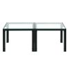 Coffee Table Set of 2; Square Modern Table with Tempered Glass Finish for Living Room; Transparent