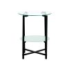 2-layer Tempered Glass End Table; Round Coffee Table for Bedroom Living Room Office