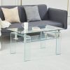 Clear Glass Coffee Table; Tempered Glass Coffee Table for Living Room