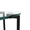 2-layer Tempered Glass End Table; Round Coffee Table for Bedroom Living Room Office