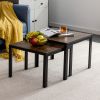 Nesting Coffee Table Set of 2; Square Modern Stacking Table with Wood Finish for Living Room; Rustic Brown