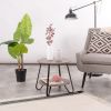 18.1 inches Small Round Coffee Table End Table 2 Tiers Side Nightstand with Storage Industry Rack Wood Table Accent Furniture for Living Room/Bed Room