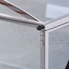 Stainless Steel Rectangular Accent Glass Coffee Table for Living Room- 46.8" Modern Sleek Center Table with Lounge Table with Blue Gray Tempered Glass