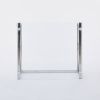 3 Pieces Silver Square Nesting Glass End Tables- Small Coffee Table Set- Stainless Steel Small Coffee Tables with Clear Tempered Glass- 18" Modern Min