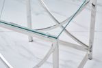 3 Pieces Silver Square Nesting Glass End Tables- Small Coffee Table Set- Stainless Steel Small Coffee Tables with Clear Tempered Glass- 18" Modern Min