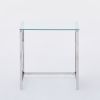 3 Pieces Silver Square Nesting Glass End Tables- Small Coffee Table Set- Stainless Steel Small Coffee Tables with Clear Tempered Glass- 18" Modern Min