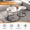 Marble Coffee Table End table 12-gon Shape;  25.6 " White Artificial Marble Top and Black Metal Legs can be used in living room;  outdoor;  anti-tip