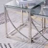 3 Pieces Silver Square Nesting Glass End Tables- Small Coffee Table Set- Stainless Steel Small Coffee Tables with Clear Tempered Glass- 18" Modern Min