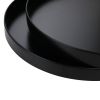 2-Tier Tray End Table, Metal Side Table Nightstand, Folding Round Accent Coffee Table for Living Room, Black XH