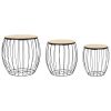 vidaXL Coffee Table Set 3 Pieces Poplar Plywood Iron
