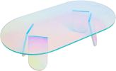 Acrylic Rainbow Color Coffee Table, Iridescent Glass End Table Round Side Table Modern Accent TV Table for Living Bed Room Decoration XH shipment from