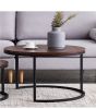 Modern Nesting coffee table; golden metal frame with marble color top-31.5"