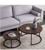 Modern Nesting coffee table; golden metal frame with marble color top-31.5"