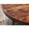 WESOME 2-Tier Single Panel Round Coffee Table for Living Room and Bedroom;  with 3D Texture Metal Frame and Mesh