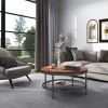 WESOME 2-Tier Single Panel Round Coffee Table for Living Room and Bedroom;  with 3D Texture Metal Frame and Mesh