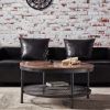 WESOME 2-Tier Single Panel Round Coffee Table for Living Room and Bedroom;  with 3D Texture Metal Frame and Mesh