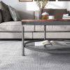 WESOME 2-Tier Single Panel Round Coffee Table for Living Room and Bedroom;  with 3D Texture Metal Frame and Mesh