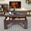 Lift Coffee Table Pop Up Cocktail Table with Hidden Compartments and Shelves White/Brown