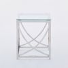 3 Pieces Silver Square Nesting Glass End Tables- Small Coffee Table Set- Stainless Steel Small Coffee Tables with Clear Tempered Glass- 18" Modern Min
