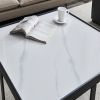 Minimalism Square coffee table; Black metal frame with sintered stone tabletop